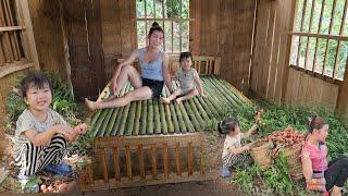 make second floor bed from wood and bamboo, pick wild fruits to sell