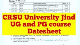 CRSU university latest news ll UG and PG Datesheet 2022