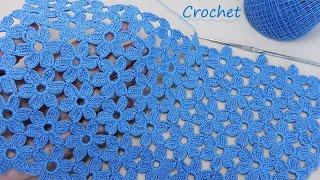 Цветочный УЗОР без отрыва нити!!! ВЯЗАНИЕ КРЮЧКОМ безотрывный способ  SUPER Pattern Crochet