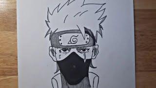 How to Draw Kakashi Face - Easy Anime Drawing Coloring