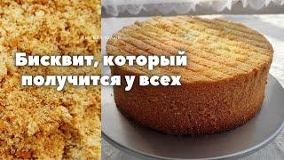 Бисквит, который получится у всех  100% | Секрет пышного бисквита | Идеальный  классический бисквит