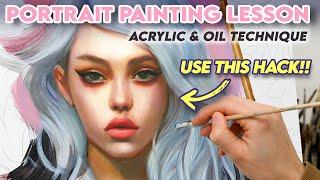 How I make Painting Portraits EASY ‍Acrylic & Oil Painting Lesson