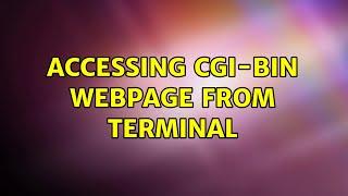 Accessing cgi-bin webpage from terminal (2 Solutions!!)