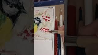 Синичка акриловыми маркерами/full version on my channel.Titmouse with acrylic markers #shorts