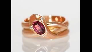 ANTIQUE VICTORIAN NATURAL ALMANDINE GARNET AND DIAMOND POWERFUL SNAKE RING