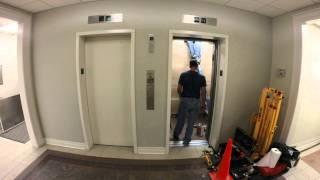 Installation of CabCrafts  "Cascades" elevator interior package.
