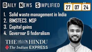 The Hindu & The Indian Express Analysis | 27 July, 2024 | Daily Current Affairs | DNS | UPSC CSE