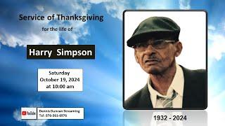 Service of Thanksgiving for the life of Harry Simpson