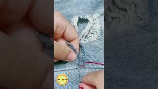 How to repair holes in clothes？Amazing Embroidery Stitches For Beginners /Guide to Sewing. #shorts