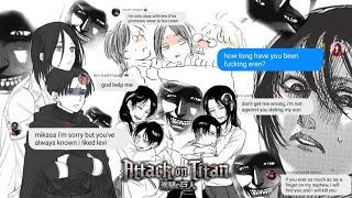 attack on clans pt. 5 | ackermans & yeagers reacting to ereri ft. jealous mikasa & feral kenny [aot]