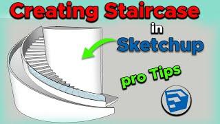 How to make curved staircase in Sketchup | make a Staircase in SketchUp | SketchUp tutorials