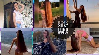 exotic modrl silky long hairplay | beautiful model very long hair