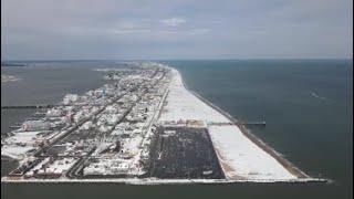 Last Snow Storm Of The Year?  Very LOW Tides In Ocean City MD #snow #beach #oceancitymd