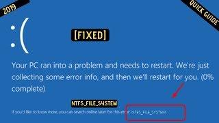 NTFS File System Blue Screen Error FIXED| 2019|Windows 10/8/8.1/7| Quick Guide|