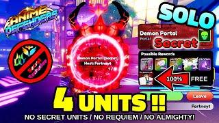 Solo SECRET Demon Portal 4 Units Only (Banner Mythic DPS!) Roblox Anime Defenders Update 4