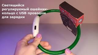 Светящийся Регулируемый ошейник кольцо с USB проводом для зарядки