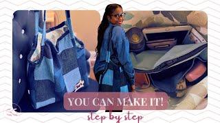 DIY Tote Bag Organization | Make a Big Denim Tote Bag with 6 Pockets