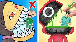 Paper Squid Game VS LEGO Squid Game *DIY Gamebook & Fun Paper Crafts*