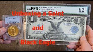 100 year old Gold Coin (Saint Gaudens) and 125 year old Silver Certificate (Black Eagle)