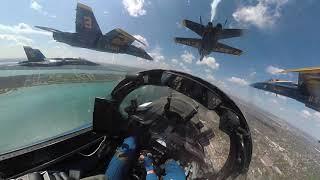 Cockpit view as Blue Angels fly over Detroit