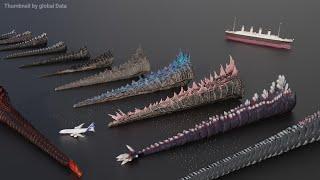 GODZILLA Tail Size Comparison 2024 | 3d Animation Size comparison