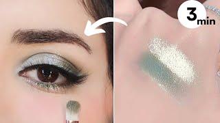 Soft Smokey Green Tea Eye Makeup Tutorial with Glitter