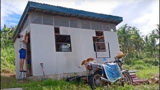  YAY! TINY SOLAR HOUSE GETS WINDOWS INSTALLED! Off Grid Island Family Living in Philippines Asia