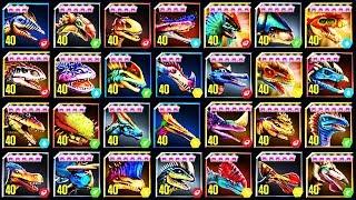  ALL MAX LEVEL 40 HYBRID DINOSAURS (JURASSIC WORLD)