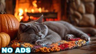 Calming Music for Cats with Halloween Ambience, Soothing Piano Cat Stress Relief | Fireplace No Ads