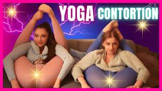 Yoga Contortion na cama com Mirra e Lisa  #contortion#stretching#yoga