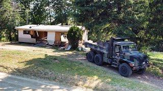 Easiest Way To Knock Down a Mobile Home? (using my military truck)