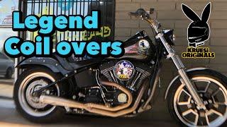 The stuntail (P7)@LegendSuspensions coil overs on a twin cam softail.