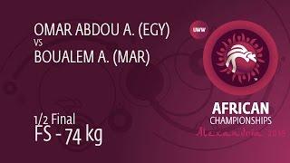 1/2 FS - 74 kg: A. OMAR ABDOU (EGY) df. A. BOUALEM (MAR) by TF, 10-0