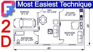 Freecad Floor Plan Tutorial: Most Easiest Technique (Freecad 1.0) | 45 x 25 2D Floor Plan