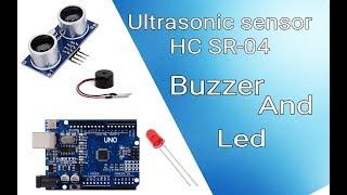 Arduino uno Ultrasonic Sensor HC-SR04 with buzzer and led