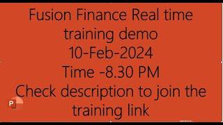 Oracle Fusion Financial real time training