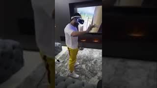 Man Crashes Into TV Using VR