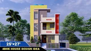 25×27 House Design Plan | 4BHK Duplex House Design | East Facing Vastu House