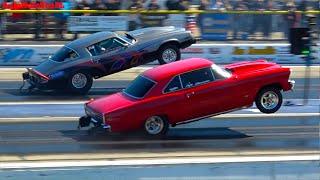 POWER WHEELIE SHOOTOUT DRAG RACING OLD SCHOOL AMERICAN MUSCLE CARS AT BYRON DRAGWAY