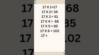 Table of 17 #tableof17 #tabletrick #maths #17table #mathstables #mathtables #tablelearningtrick