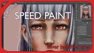 Silver hair, Red eyes. Anime girl. [ Speedpaint ]