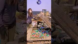 Woman Crushes Cans Like a Pro ️ | Aluminum Recycling Machine in Action!