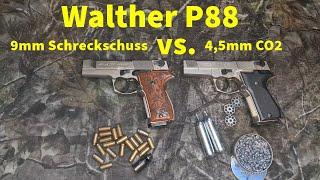 Walther P88 9mm Schreckschuss vs. 4,5mm CO2 Version: Vergleich und Unterschiede