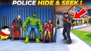 Franklin Become Police And Play Hide and seek With Shinchan & Avengers | Police Hide & Seek In GTA 5