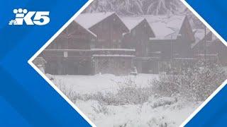 Snow and slush on Snoqualmie Pass