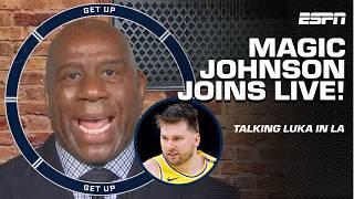 Magic Johnson joins Get Up!  His message to Luka Doncic ️ 'IN LA, WE EXPECT CHAMPIONSHIPS!' 