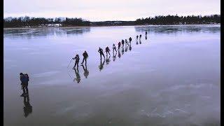 Nordic skating on wet ice in Southern Finland