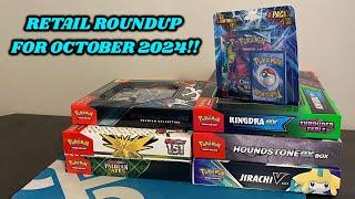 BOOM!! COLLECTION BOXES GALORE!! Retail Roundup Pokemon Card Opening for OCTOBER 2024!! + GIVEAWAY!!