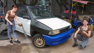 Genius Girl's Challenge: Repair and upgrade the new paint color for a very outstanding KIA(Pride)car