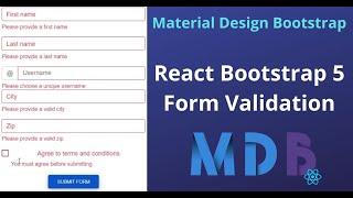 React Material Design Bootstrap 5 - Form Validation - Part 1